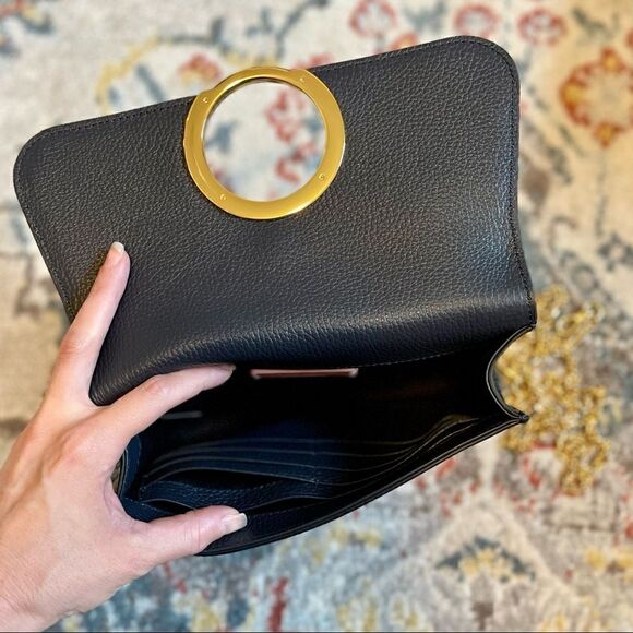 Coccinelle Italian leather shoulder bag clutch pochette Navy w/ GHW - Picture 4 of 5